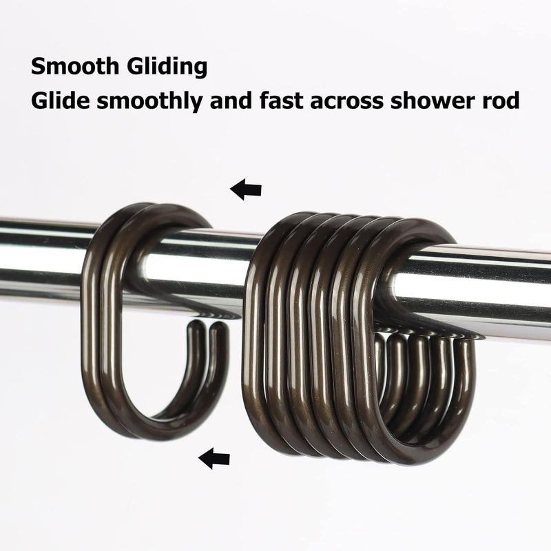 Ulable Premium Plastic Shower Curtain Rings Shower Curtain Hooks Gliding on Standard Shower Rods Easy Snap Closure (C Shape,Bronze,24Pcs) - Image 3